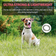 DogStuff Dog Tie Out Cable | 25-Feet Dog Leash for Yard